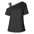 thumbnail image 6 of Conairie Women Cold Shoulder Tops Loose Solid Short Sleeve T-Shirt Breathable Beach Vacation Clothes Summer 2026 Black L, 6 of 7