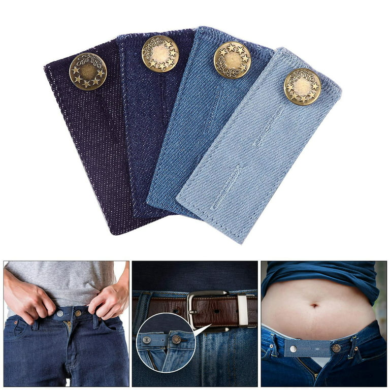 3Pcs Elastic Pants Waist Extenders, Adjustable Waistband Expanders for Men  and Women, Jeans Pants Button Extender Set (Black)