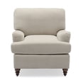 thumbnail image 3 of Upholstered Accent Chair, Single Sofa Chair with English Roll Arm and Thick Cushion, Modern Reading Chair with Solid Wood Legs, Lounge Chair for Living Room Bedroom Office, Light Beige, 3 of 7