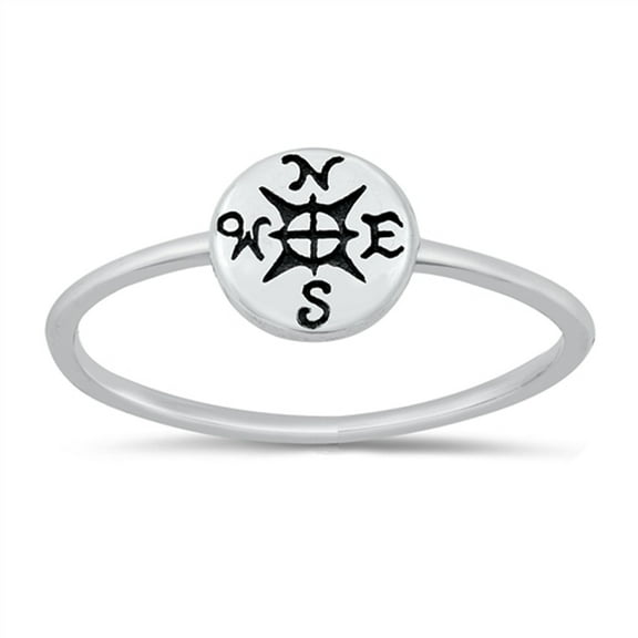 Promise Nautical Compass Ring .925 Sterling Silver Band Jewelry Female Male Unisex Size 6