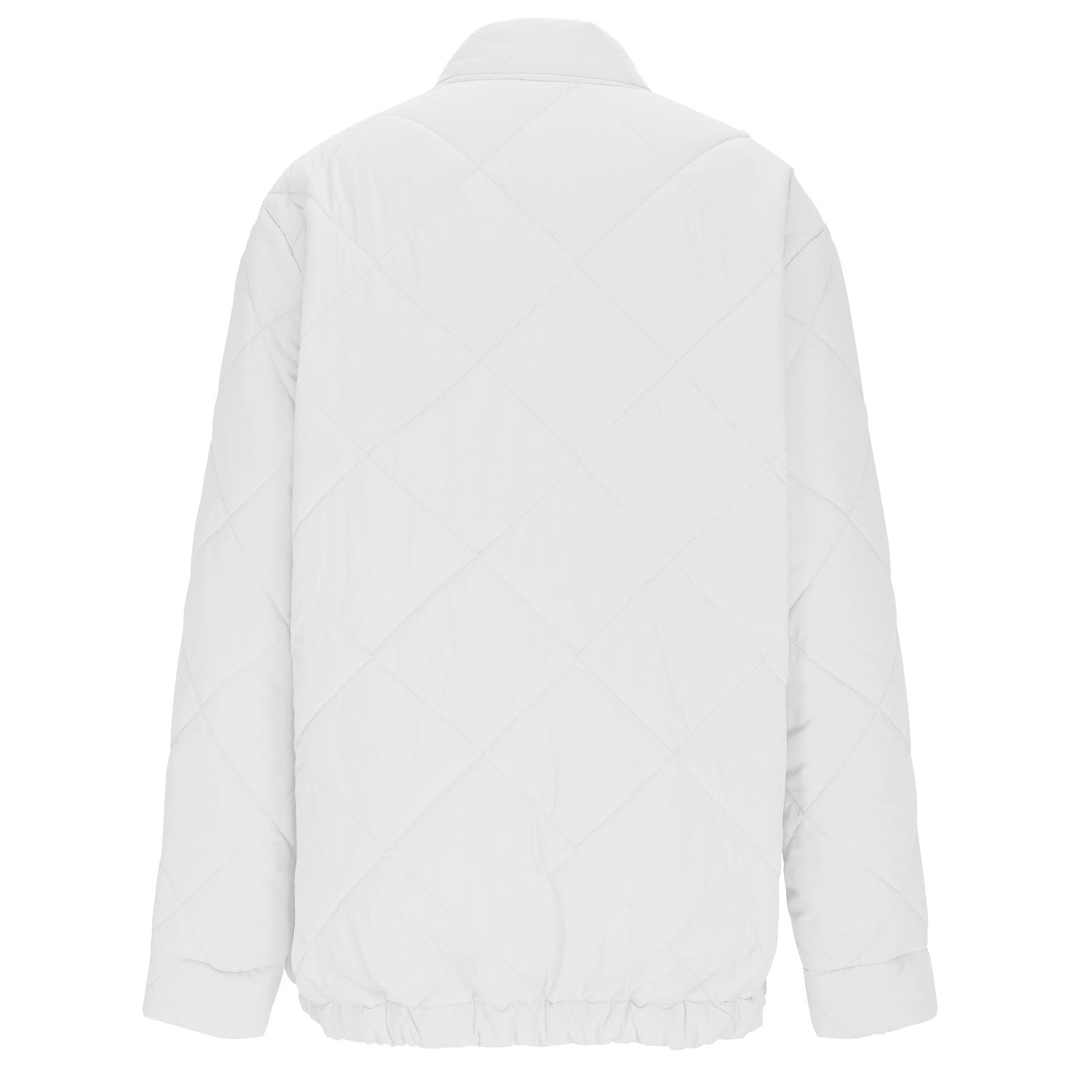 Women's Diamond Quilted Crop Jackets Lightweight Casual Bomber Jacket Warm Winter Zip Up Short Coats with Pockets
