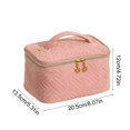 thumbnail image 3 of Solid Color Quilted Makeup Bag Travel Washroom Bag Skincares Products Zipper Bag Large Capacity Portable Storage Bag, 3 of 6