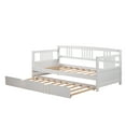 thumbnail image 4 of PAPROOS Twin Size Daybed with Trundle Included, Solid Wood Daybed with a Trundle, Heavy Duty Daybed Frame, Living Room Sofa Bed with Pull Out Bed, No Box Spring Needed, White, 4 of 12