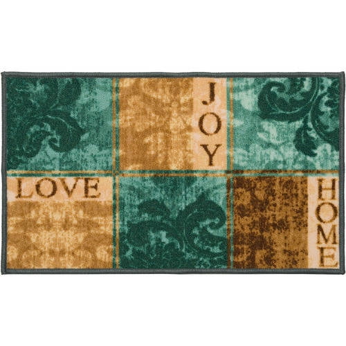 Mainstays Inspirational Geometric Indoor Accent Rug, Teal, 17.3'x30.3'