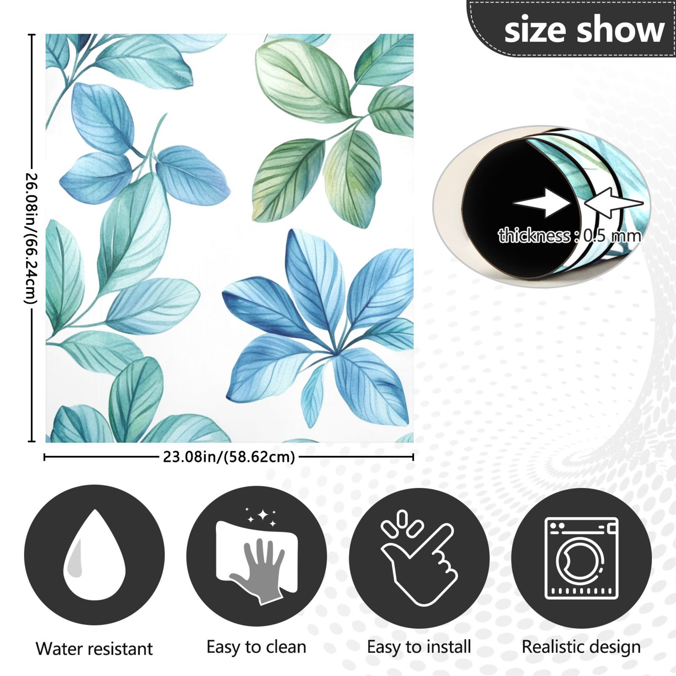 Dishwasher Magnetic Sticker 23x26 Inch Refrigerator Magnetic Sticker Washing Machine Magnetic Sticker Kitchen Panel Magnetic Sticker Home Decor Colorful Blue Leaf