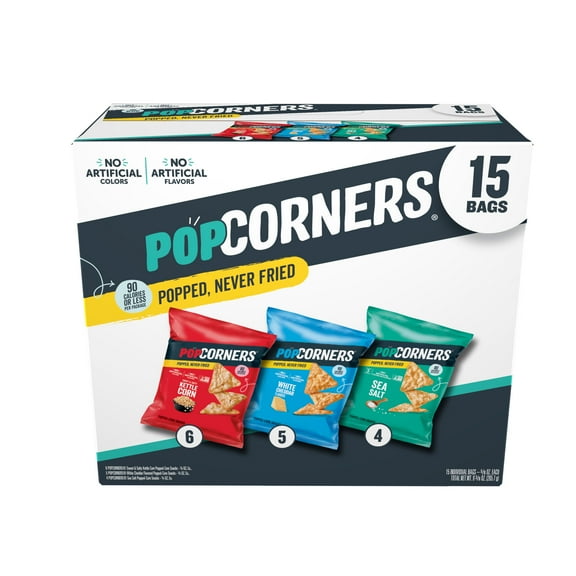 PopCorners Popped Corn Snack Chips, 3 Flavor Variety Pack, 15 Count Multipack