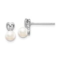 thumbnail image 1 of 925 Sterling Silver Rhodium-plated FW Cultured Pearl Earrings; for Adults and Teens; for Women and Men, 1 of 3