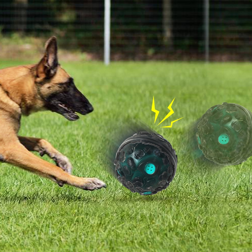 Goaxuzt Dog Toy Ball For Aggressive Chewers Giggle Chew Interactive Fetch Ball With Squeaker For Medium Large Dogs, Blue