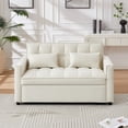 thumbnail image 2 of Hommoo Modern 3 in 1 Convertible Sleeper Sofa Bed, Pull Out Loveseat Couch Futon Sofa Bed with 3-Level Adjustable Back, Beige, 2 of 5