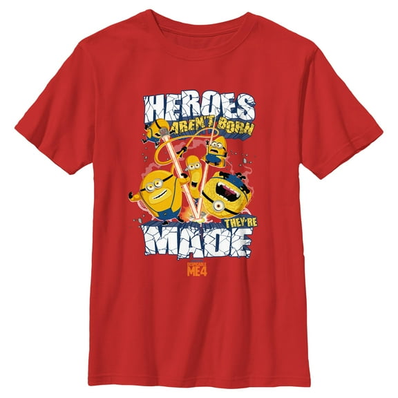 Boy's Despicable Me 4 Mega Minions Heroes Aren't Born They're Made  Graphic T-Shirt