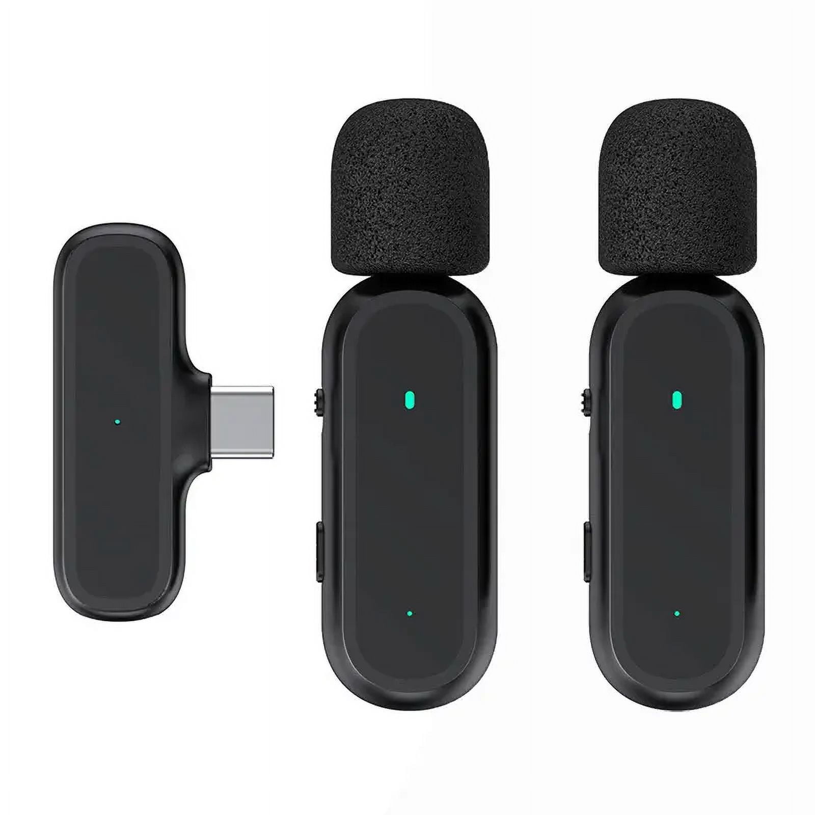 2 pack Professional Wireless Lavalier Lapel Microphone for Android - Cordless Omnidirectional Condenser Recording Mic with USB C Interface for Interview Video Podcast Vlog YouTube