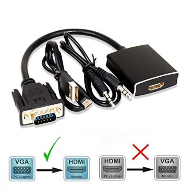 The HDMI Female to VGA Male & Audio Output Adapter for PC Laptop For Macbook Projector Monitor Blue