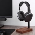 thumbnail image 2 of PHERKORM Soporte para auriculares de madera y aluminio de nogal, soporte para auriculares de escritorio, soporte universal para auriculares para la mayoría de los auriculares para juegos de música - N, 2 of 5