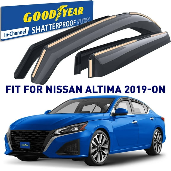 Goodyear Shatterproof In-Channel Window Deflectors for Nissan Altima 2019-2026, Rain Guards, Window Visors for Cars, Vent Deflector, Car Accessories, 4 pcs - GY008080