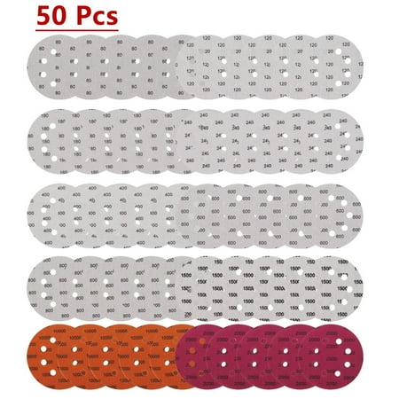 

50pcs 5 Inch Sanding Discs Hook 80 to 2000 Grits Sandpaper Disc Tools set