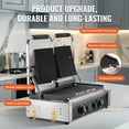 thumbnail image 3 of KFFKFF Professional Panini Press, 3600W Electric Grill for Sandwiches, Dual Stainless Steel Press, Temperature Adjustable with 19"x9" Enamel Grooved Surface, Ideal for Hamburger, Steak, Bacon, 3 of 9