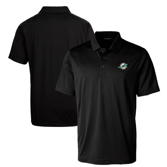 Men's Cutter & Buck Black Miami Dolphins Big & Tall Prospect Eco Textured Stretch Recycled Polo