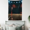 thumbnail image 4 of Basketball Tapestry, Picture of Empty Basketball Court Sport Arena with Wood Floor Print, Wall Hanging for Bedroom Living Room Dorm Decor, 40W X 60L Inches, Brown Black and Red, by Ambesonne, 4 of 5