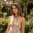 thumbnail image 5 of Helii Women's Crochet Bandana Head Kerchief – Handmade Knitted Triangle Hair Scarf, Boho Vintage Floral Head Wrap with Scalloped Edge, Adjustable Tie Back Headband Coffee,One Size, 5 of 5