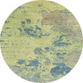 thumbnail image 1 of Ahgly Company Indoor Round Abstract Khaki Green Abstract Area Rugs, 3' Round, 1 of 6