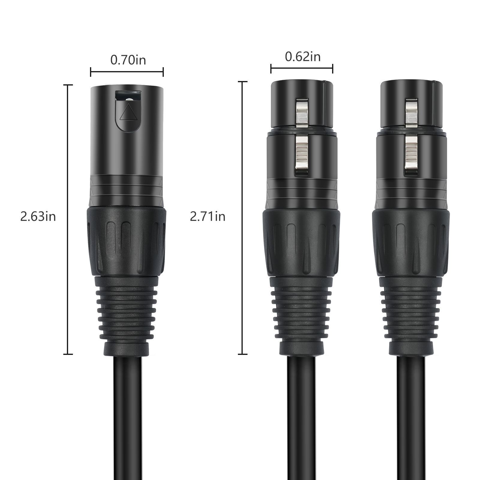 3Pin Male to Double 3Pin Female Music Signals Patches Adapters Cable for Amplifiers Sound Consoles Guitar