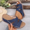 thumbnail image 4 of Yyuenw Women Crisscross Cutout Wedge Slide Sandals PU Open Toe Daily Casual Walking Shoes, 4 of 9