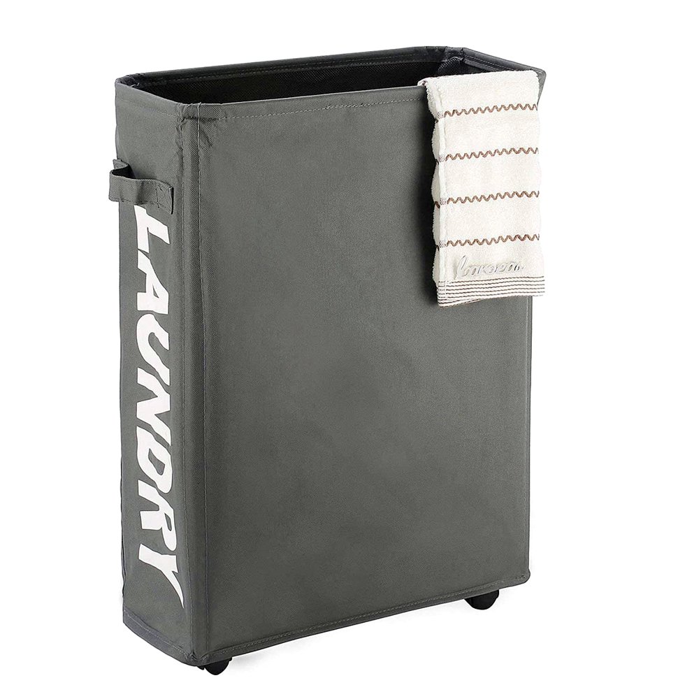 22" Rolling Slim Dirty Clothes Laundry Basket Hampers with Wheels Stand