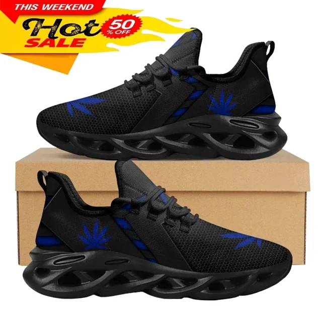 Zapatillas deportivas INSTANTARTS3D con estampado de hojas verdes de marihuana para mujer, transpirables, con cordones, cómodas, con plataforma,