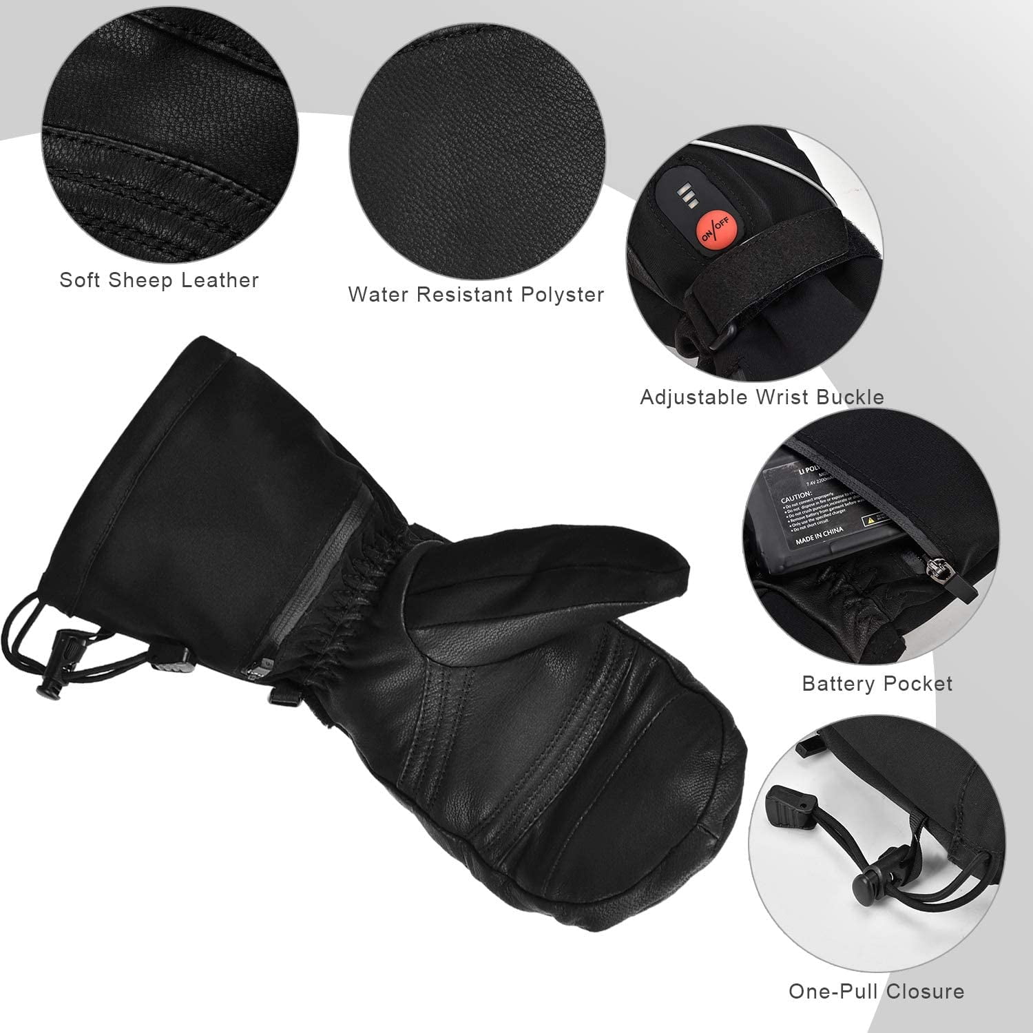Heated Ski Gloves Mens Women Kids Mittens Electric Rechargeable Battery Gloves for Winter Skiing Skating Snow Camping Hiking Heated Arthritis Hand Warmer Gloves