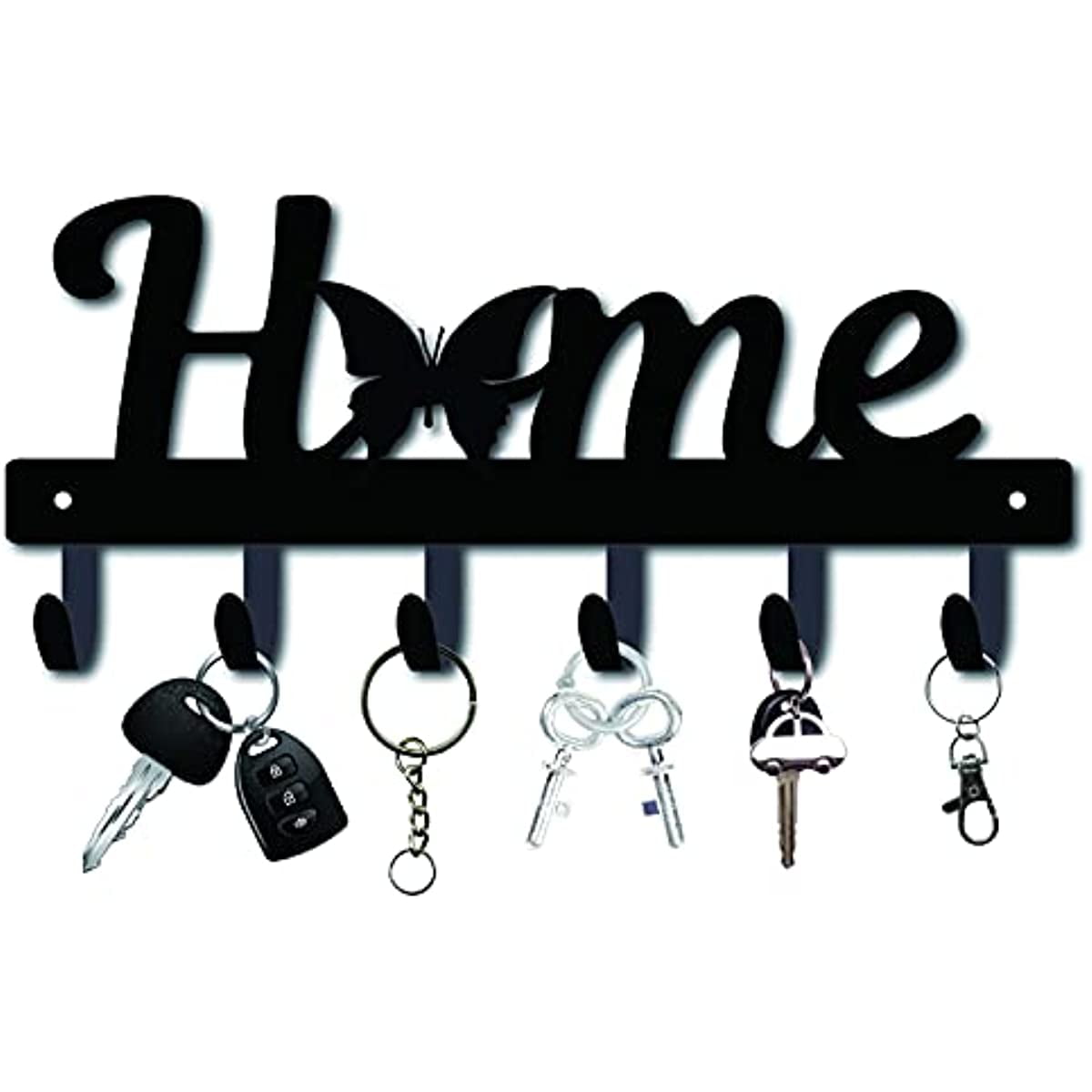 Cat Key Holder for Wall - Sweet Home Key Hanger for Wall | Black Metal  Hanger with 7 Hooks for Front Door Kitchen, Owl Family