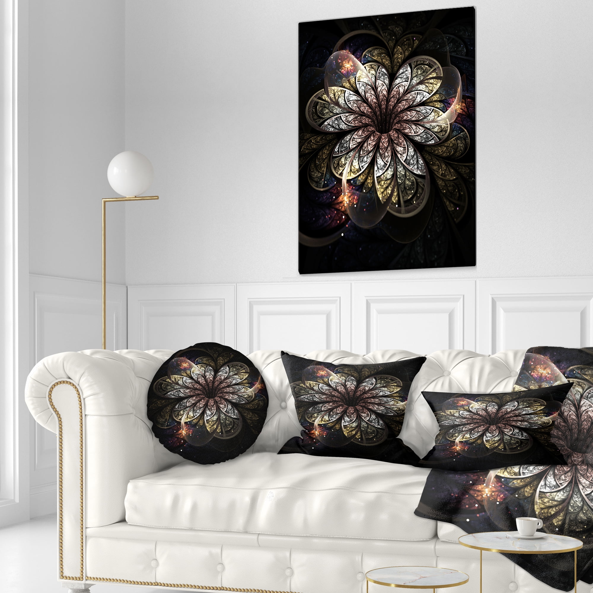 Designart 12" x 20" Gold Polyester Throw Pillow