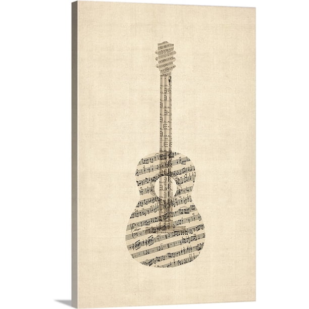 Great Big Canvas Acoustic Guitar Old Sheet Music Canvas Wall Art Walmart Com Walmart Com
