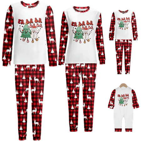 

Family Matching Christmas Pajamas Christmas Printed Sizes Baby-Kids-Adult-Pet 2 Pieces Top and Pants Bodysuits Clothes Pajamas Set