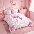 thumbnail image 2 of Erosebridal Pink Leopard Letter S Initial Lettering 7 Pieces Bedding Comforter Set For Girls Kids,Lovely Bow Tie Full Bedding Set,Pink Reversible, 2 of 7