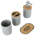 thumbnail image 5 of 4Pcs Bathroom Accessory Set Bamboo Waterproof Durable Gift Toothbrush Cup for Home HotelGrey, 5 of 8