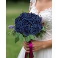 thumbnail image 2 of 50 rosas artificiales con tallos y flores de espuma de tacto real para hacer tú mismo, ramo de boda, centro de mesa, arreglo floral, fiesta, decoración del hogar (color azul), 2 of 4