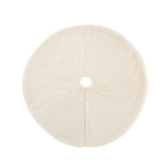 Glitzhome 48″ D Plush Christmas Tree Skirt, White