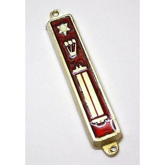 Torah Scroll & Star of David Hebrew Mezuzah 24k Gold Plated 2.7" Made in Israel