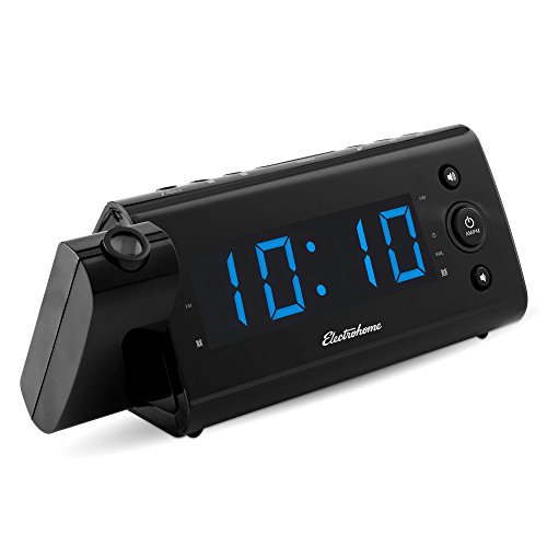 Electrohome USB Charging Alarm Clock Radio with Time Projection, Battery Backup, Auto Time Set