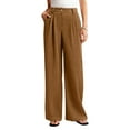 thumbnail image 7 of WTOBBY Women's Pinstripe Straight Leg Wide Pants, Loose Fit Casual Fashion Trousers for Winter Season Comfort and Everyday Style,Camel L, 7 of 7