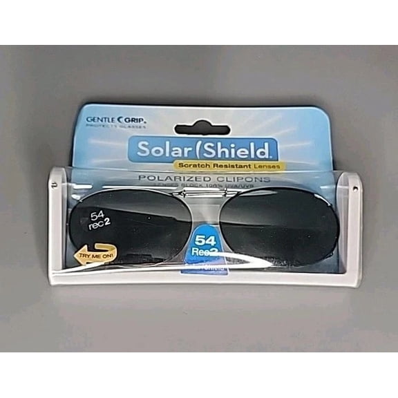 Solar Shield Clip-On Full Frame Polarized Sunglasses 54 Rec 2 – UV Protection, Gray Lens
