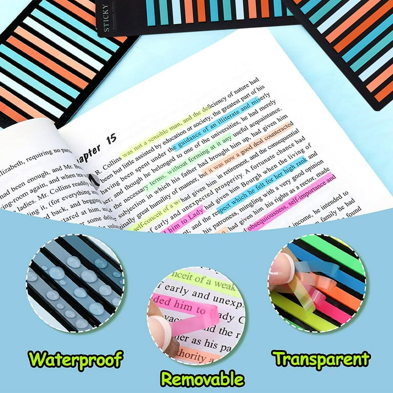 TRANSPARENT HIGHLIGHTER TABS with Sticky Back Long Page Markers