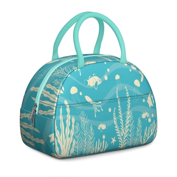 Insulated Lunch Bag Women, Reusable Tropical Ocean Life Pattern Tote Lunch Box, Leakproof Cooler Lunch Bags for Work Office Travel Picnic