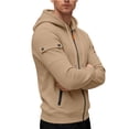 thumbnail image 6 of RYDCOT Cargo Hoodie with Zipper Pockets, Midweight Fleece, Full Zip Hooded Sweatshirt for Men Khaki, 6 of 8