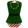 thumbnail image 4 of Mufeng Kids Girls Christmas Santa Elf Outfits Candy Cane Stripe Ballet Dance Leotard Stage Green 12, 4 of 5