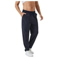 thumbnail image 4 of Men's Relaxed Fit Drawstring Pants with Patch Pockets and Elastic Waistband for Casual Wear - X Large, Navy, 4 of 7