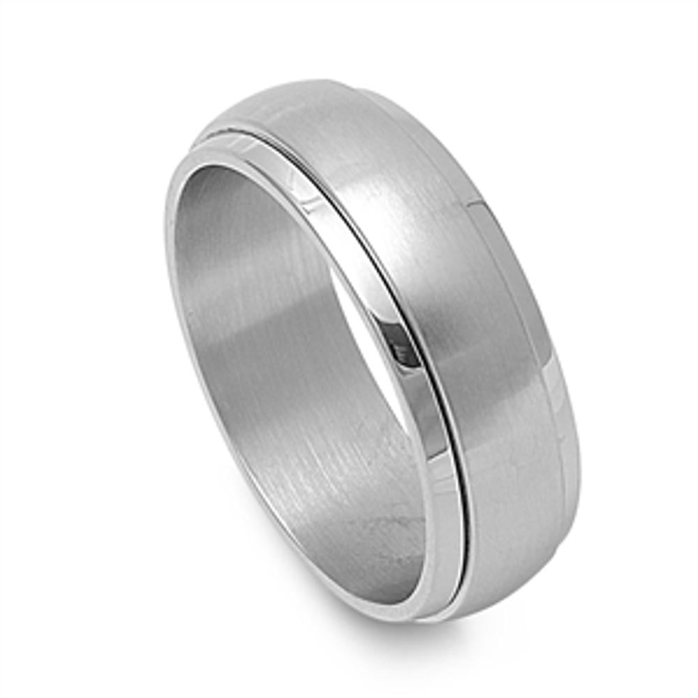 Men's Spinner Ring Stainless Steel Band USA 8mm Gray Jewelry Female