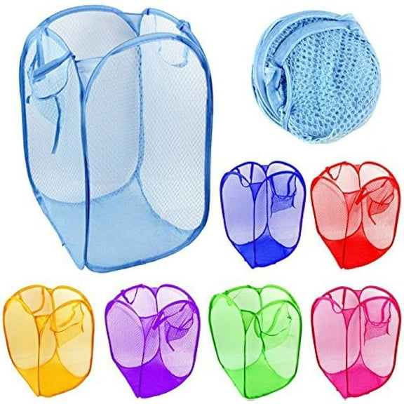 1 PACK 18-inch Pop-Up Foldable Collapsible Mesh Laundry Hamper With Side Pocket, Sturdy Durable Storage Basket Foldable Storage Containers