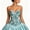 Blue, variant on Vintage Corset for Women Floral Print Strapless Bustier Lace Up Boned Overbust Bodyshaper Renaissance Party Top