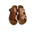 thumbnail image 3 of Fangasis Ladies Slides Cross Strap Wedge Sandals Beach Orthotic Sandal Indoor Outdoor Peep Toe Slide Slippers Dark Brown 7.5, 3 of 5